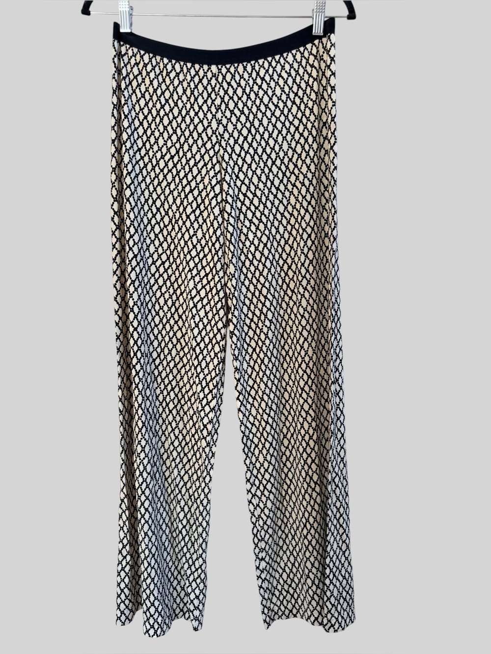 Siyu white black geometric print wide leg pant